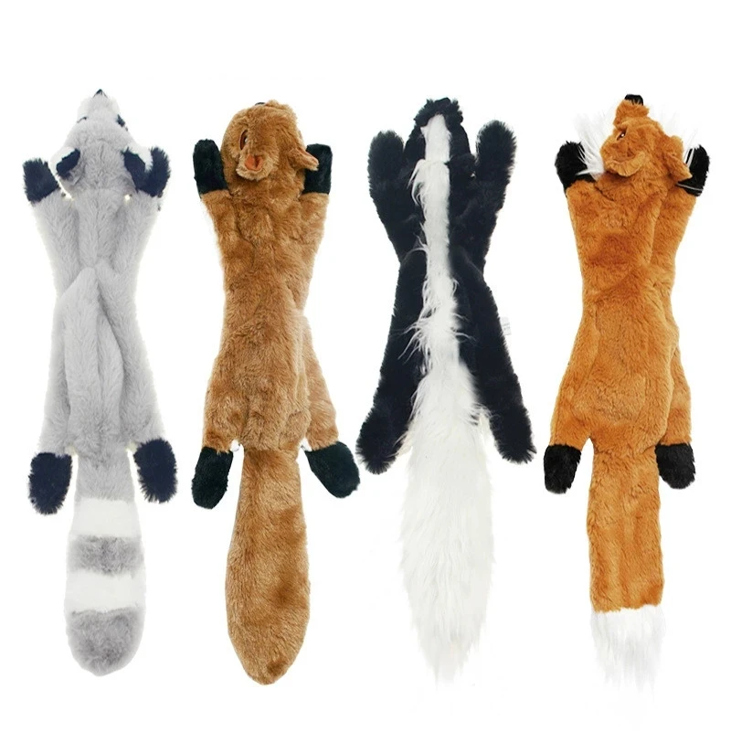 

2021 New cute plush toys squeak pet wolf rabbit animal plush toy dog chew squeaky whistling involved squirrel dog toys