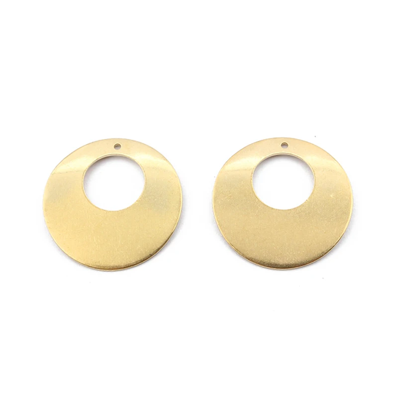

20pcs Raw Brass Hollow Round Stamping Blank Disk Charms Pendants Connector For Earrings Necklace DIY Jewelry Findings Making