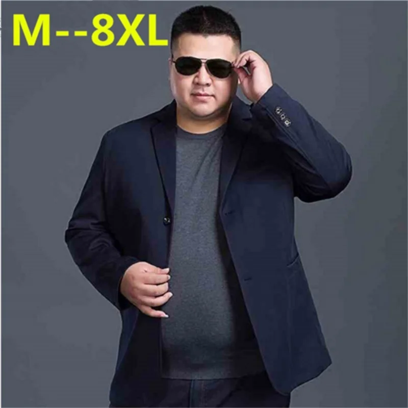 Мужской Хлопковый пиджак 10XL 9XL 8XL 6XL 5XL Повседневный однотонный | Мужская одежда