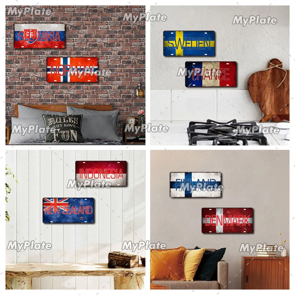 [MyPlate] винтажный постер с флагом страны Лицензионная табличка металлический знак