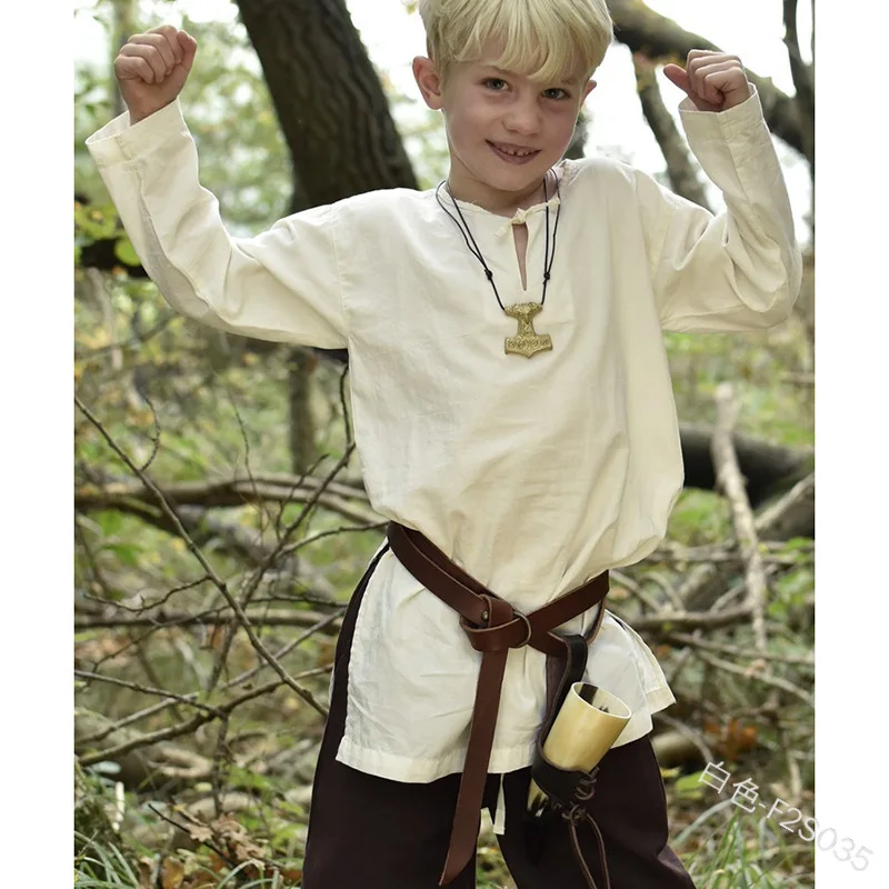 Средневековый Детский костюм рыцаря воина хлопковая Туника Норман викингов