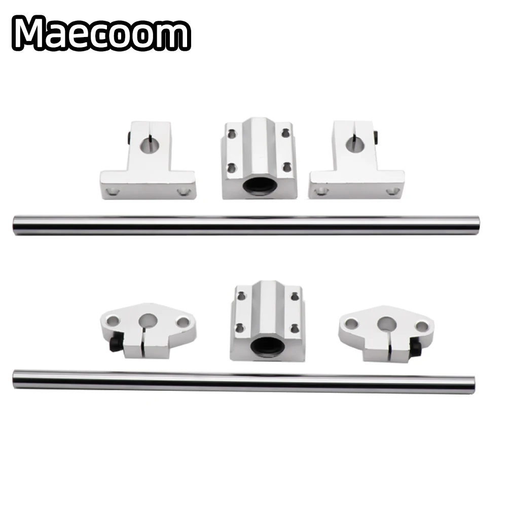 2set 3d printer parts optical axis kit 2 x 8mm chrome plated shaft bearing 4 x sc8uu 4 x sk8 aluminum end supporters free global shipping