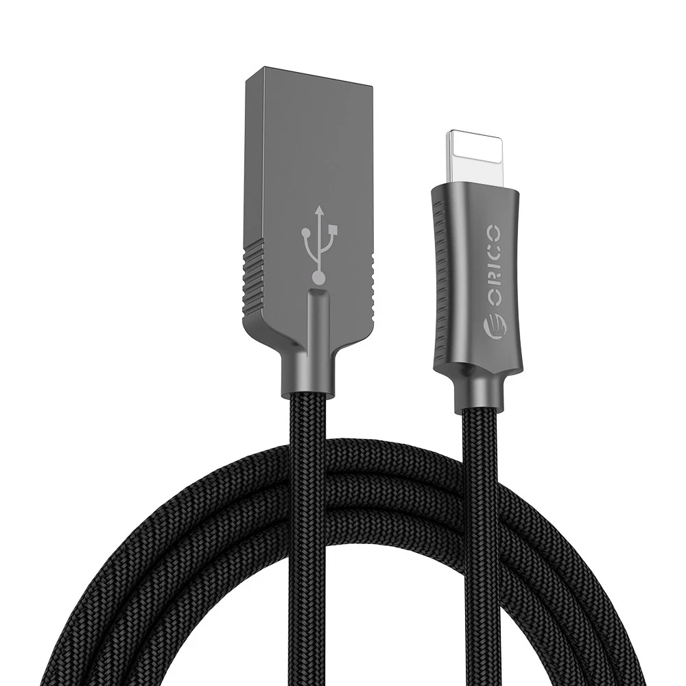 ORICO USB-A-Lighting 8 PIN USB кабель для iPhone iPad iPod 2.4A USB2.0 кабель для зарядки и синхронизации данных для устройств Apple 1 метр цинк - Цвет: Black