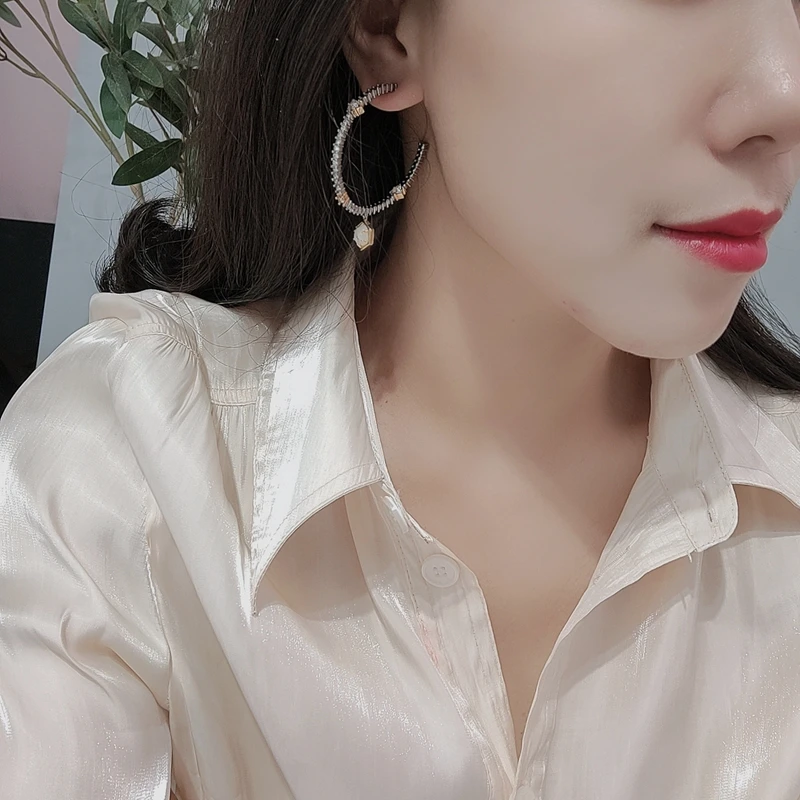 

Timeless Wonder Stunning Zirconia Geo Hoop Earrings Women Jewelry Goth Boho Top Party Designer Trendy Ins Rare Kpop Gift 3448