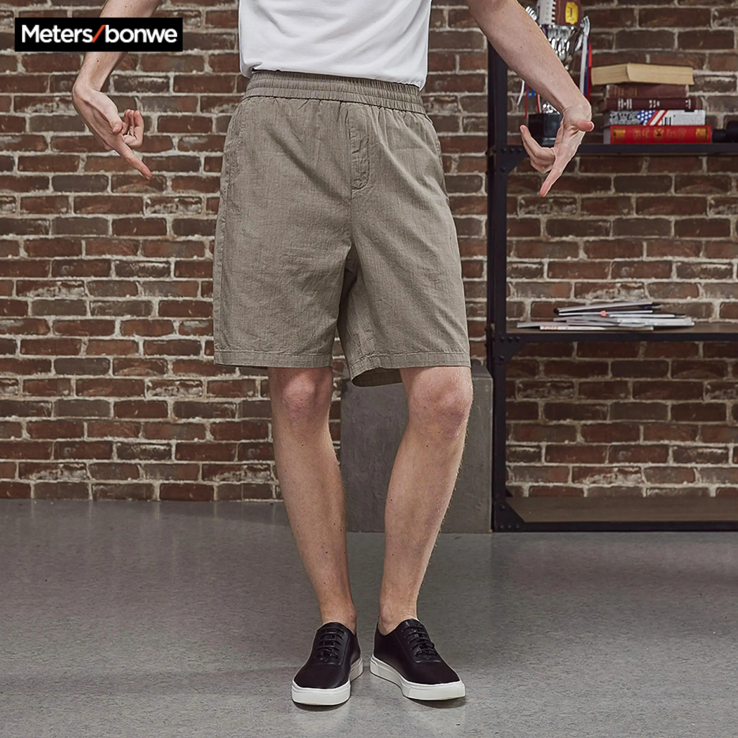 Metersbonwe 2020 Men's Summer Casual Short Pants Cotton Fashion Vintage Beach Holiday Shorts Solid color Breathable Plus Size | Мужская