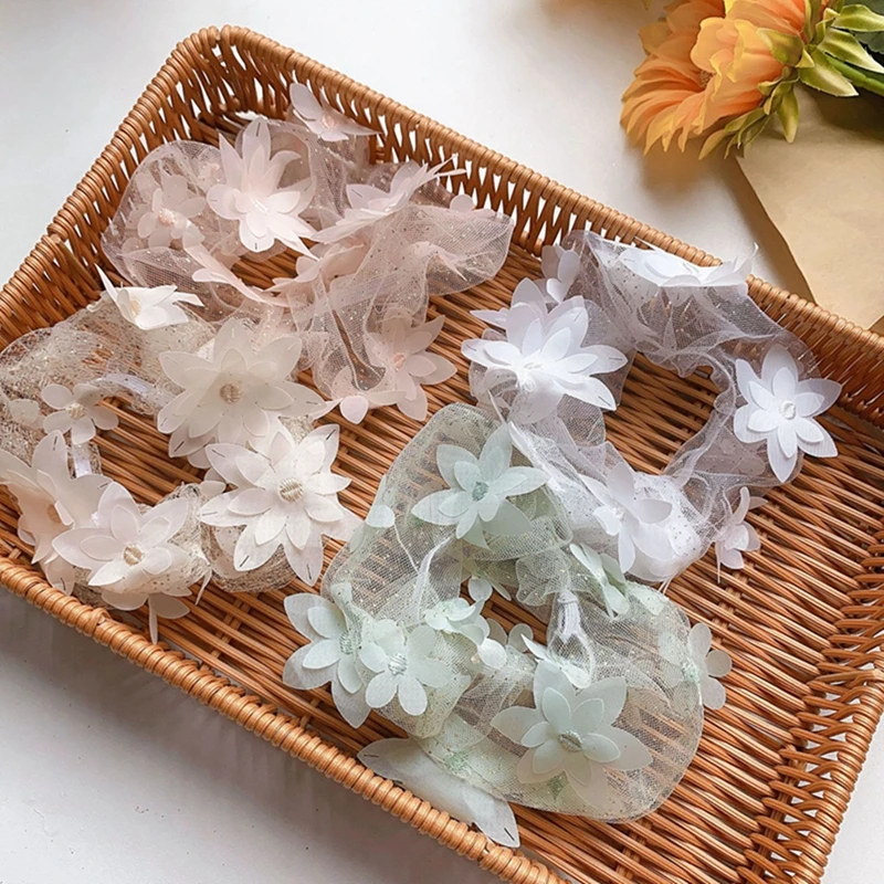

New Fashion Mesh Lace Scrunchies Gum Hair Tie Women Girls Printed Floral Elastic Hair Bands Ponytail Hold 2020 Hair Accessories