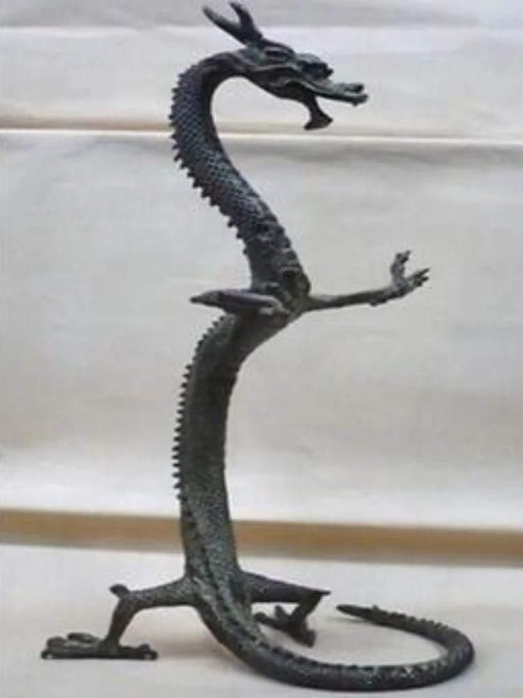 

Art Bronze home decoration Folk Culture Brass exquisite bronze Chinese dragon statue Figures 17" Height