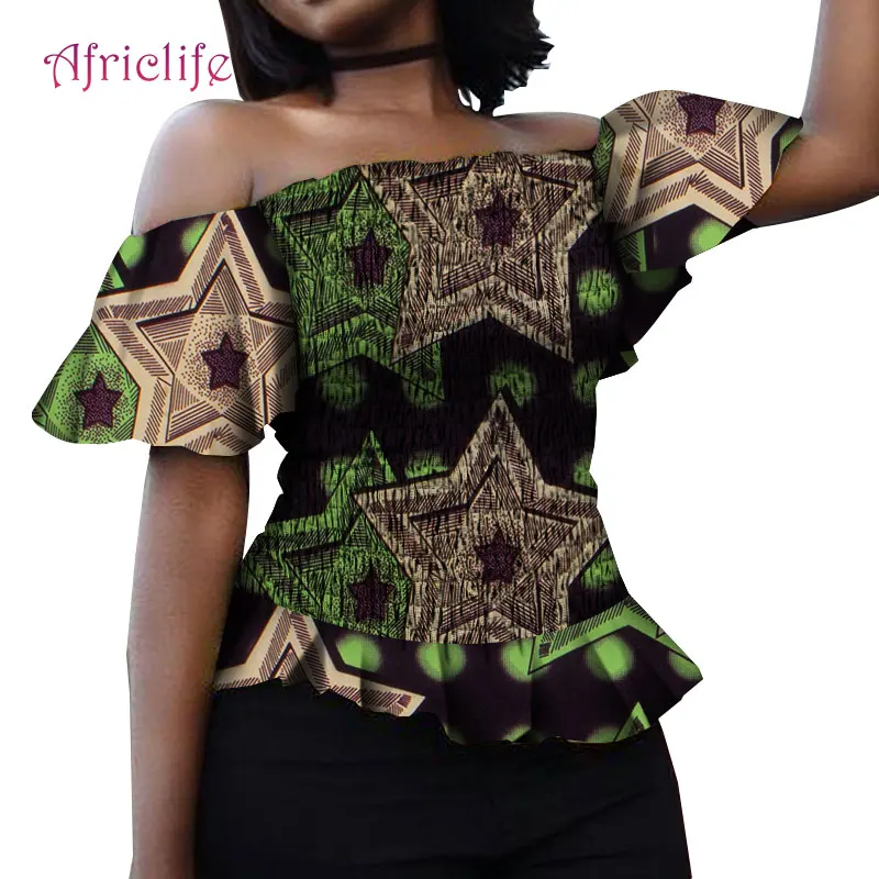 

Summer Elastic African T Shirts for Women Dress Tops Tee Curly Hair Girl Printed Clothes WY6861