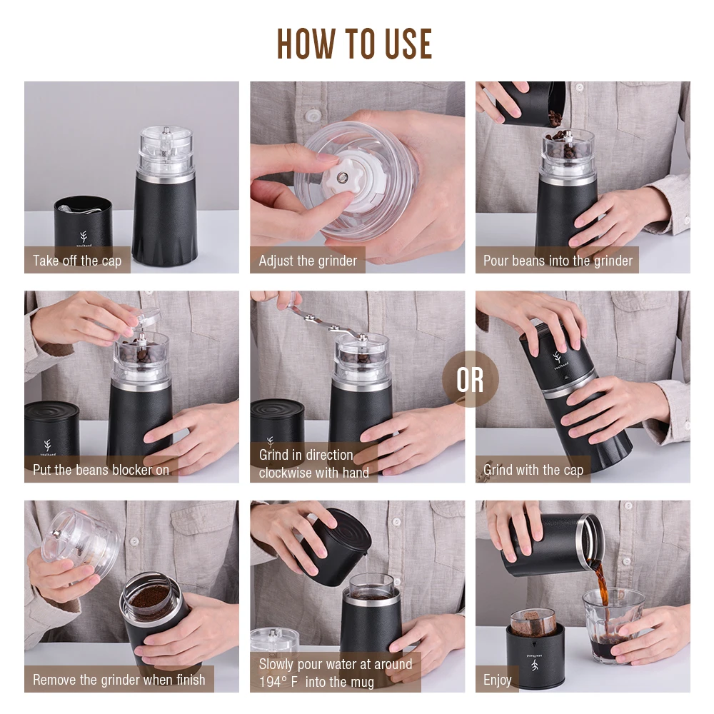 Портативная Кофеварка SOULHAND кружка для путешествий с фильтр измельчителя кофе