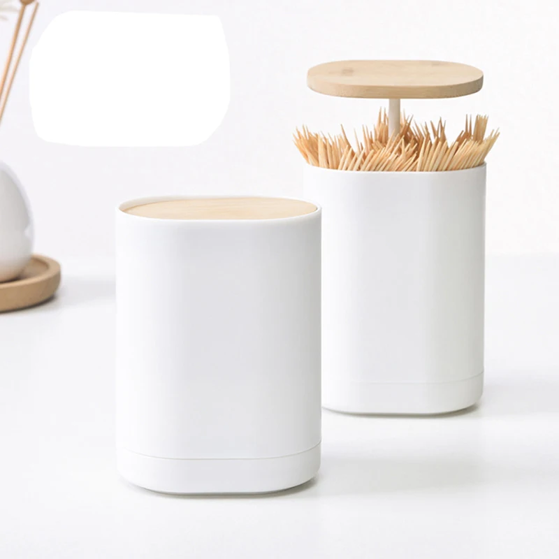 

1pcs Pops Up Toothpick Box Cotton Bud Swabs Toothpick Holder Dispenser Case Toothpick Storage Box Hotel Dining Room Decoration