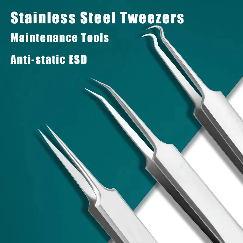 

Stainless Steel Tweezers Pimple Blackhead Remover Face Curved Straight Tweezers Electronic Acne Extractorr Facial Care Tools Set