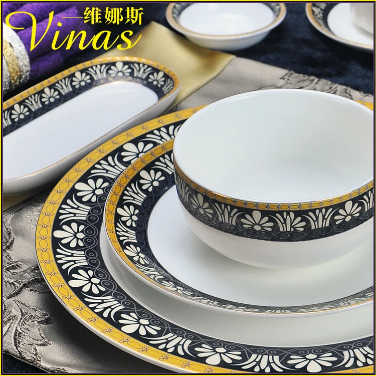Элегантный золотой мраморный глазурь керамический праздничный набор столовой
