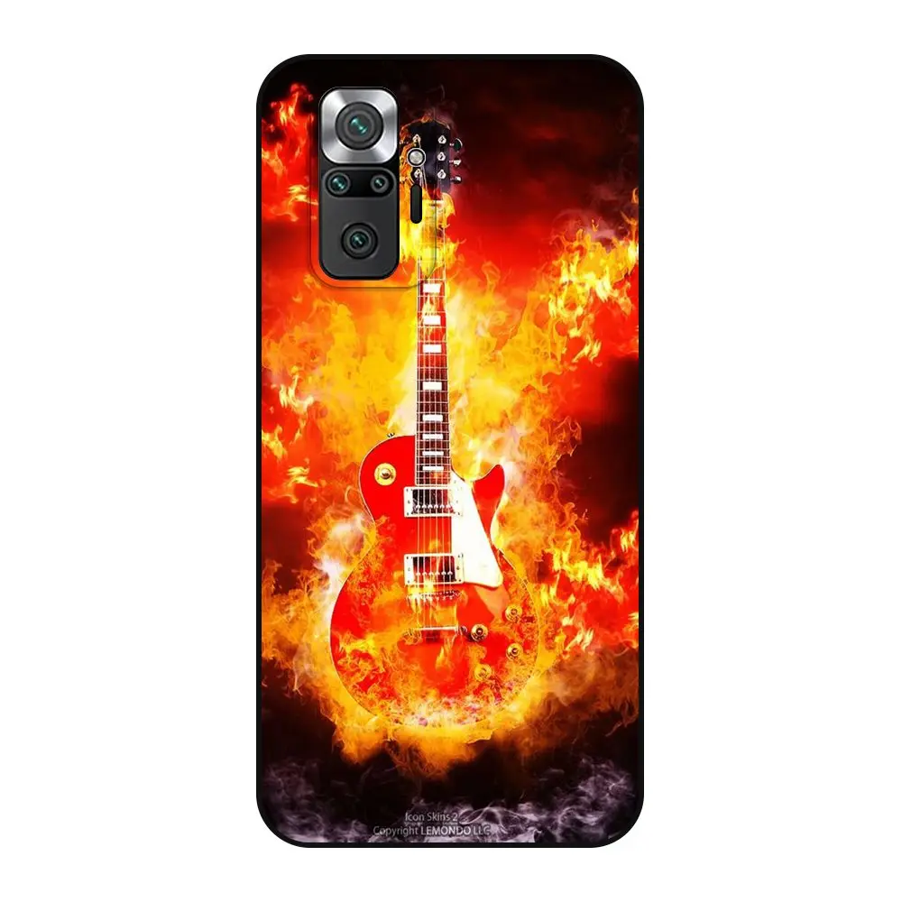 Гитара Les Paul Gibson самая популярная Redmi Note 10 10s Pro 4G 5G Черная задняя 3D оболочка