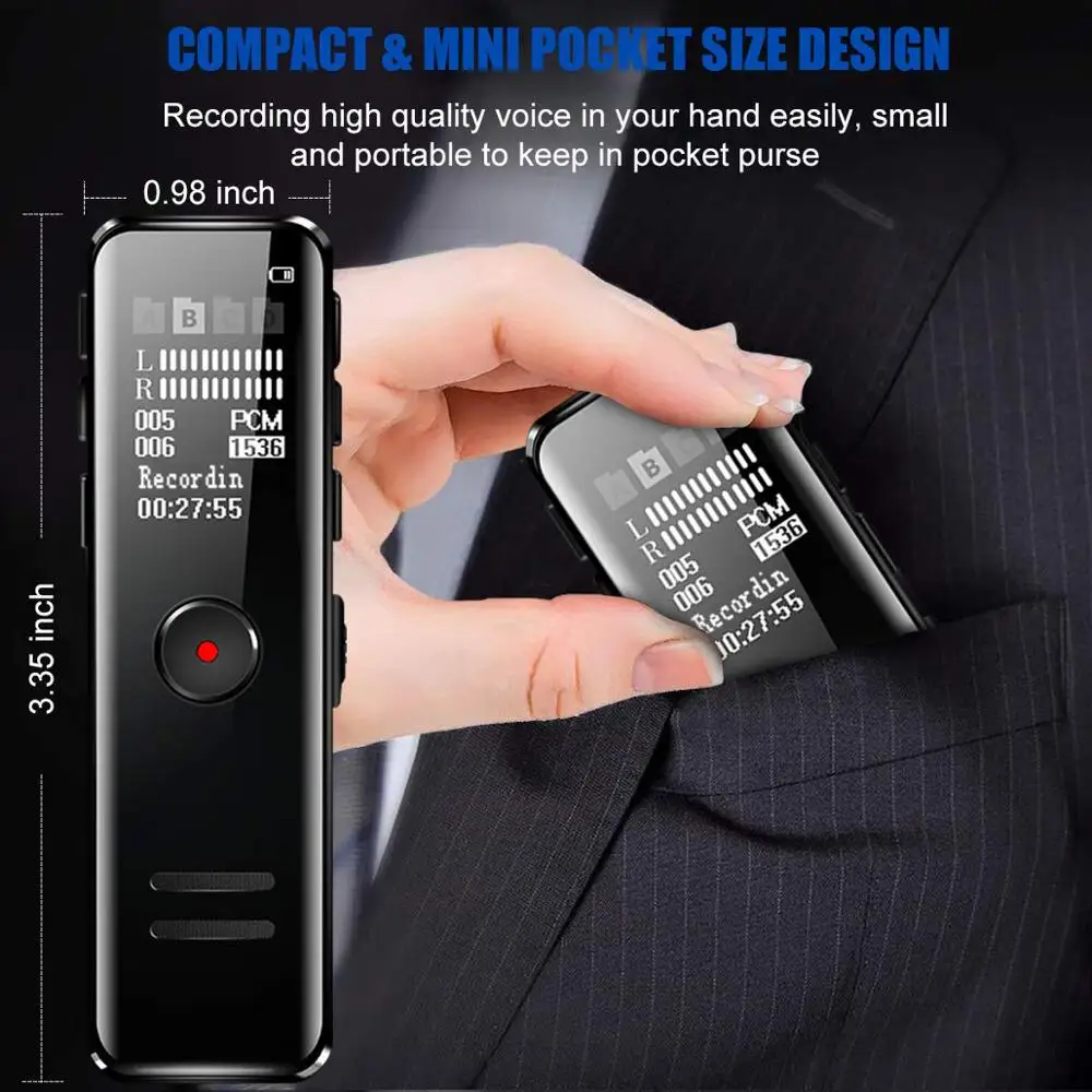 B618 Micro Digital Voice Activated Recorder Dictaphone Long Distance Audio Recording MP3 Player Noise Reduction WAV Record | Электроника