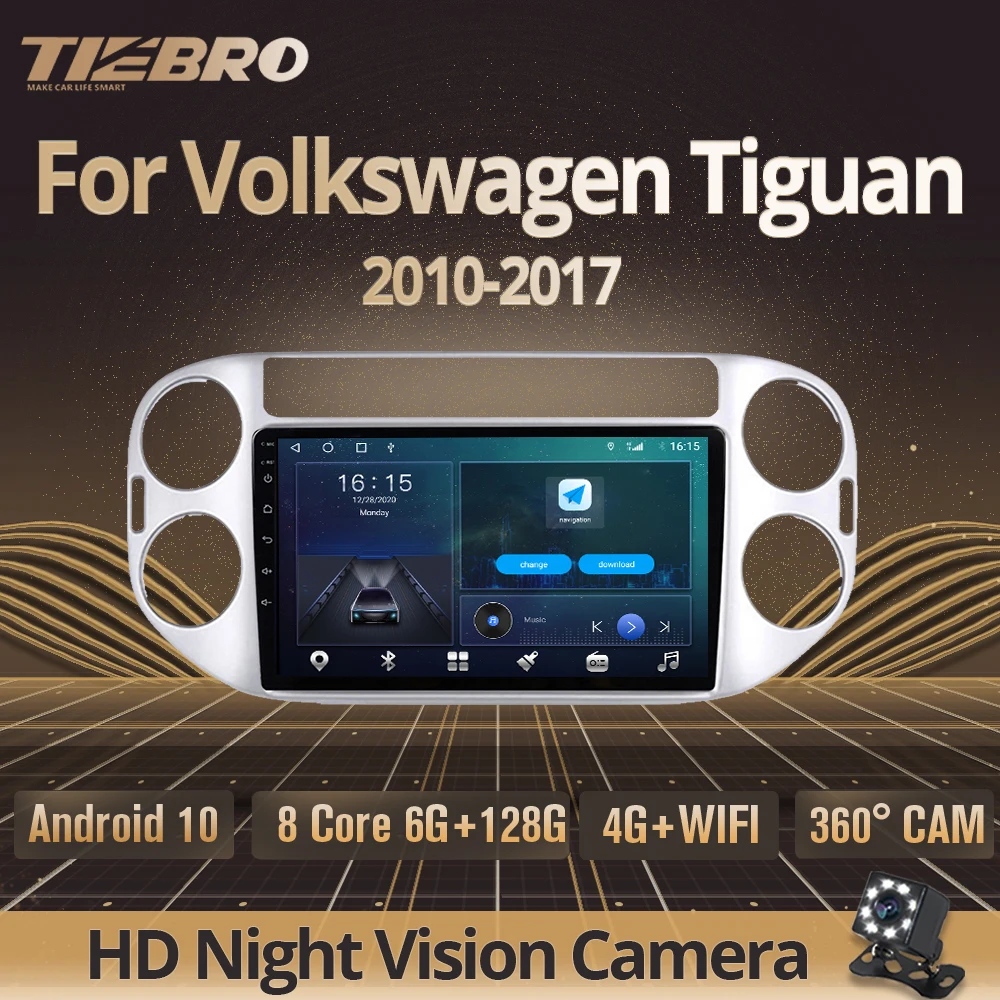 Автомагнитола TIEBRO 2 Din Android 10 для Volkswagen Tiguan 2010-2017 автомобильный мультимедийный