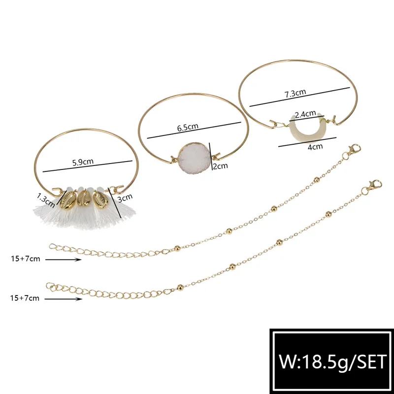 Модный богемный Shell Moon браслеты с кисточкой и Набор браслетов винтажная подвеска