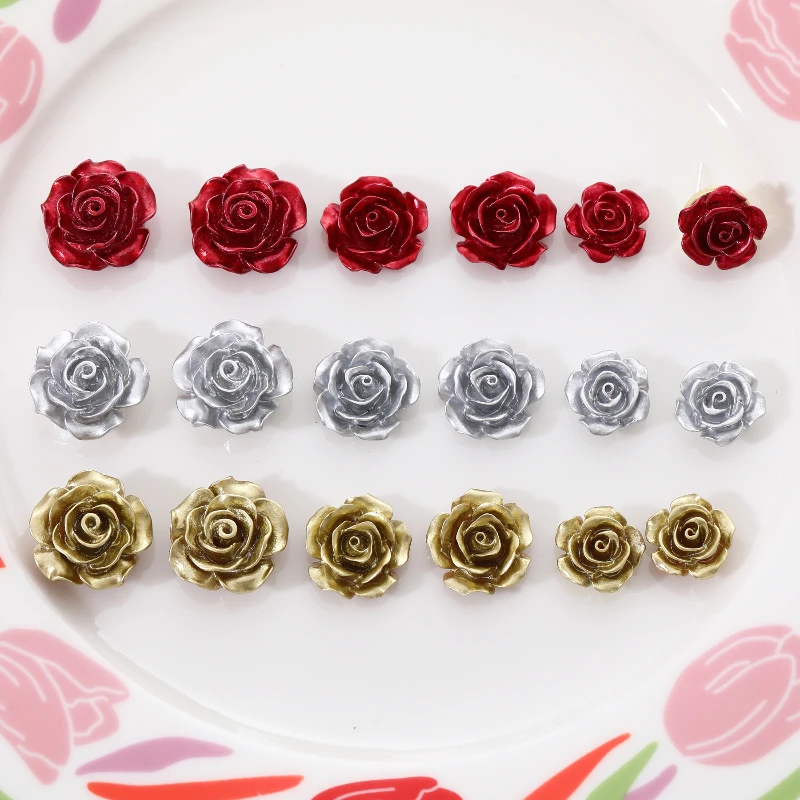 

Золото и серебро красный цветок розы Камелия Смола патч DIY мобильный телефон Чехол ювелирные изделия ручной работы серьги аксессуары матер...