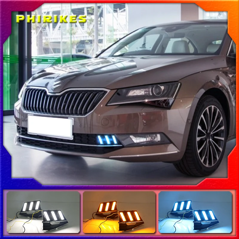 

Для Skoda Superb 2016-2018 супер Яркость Водонепроницаемый ABS дневные ходовые огни 12В Светодиодный дневной светильник с колпак противотуманных фар