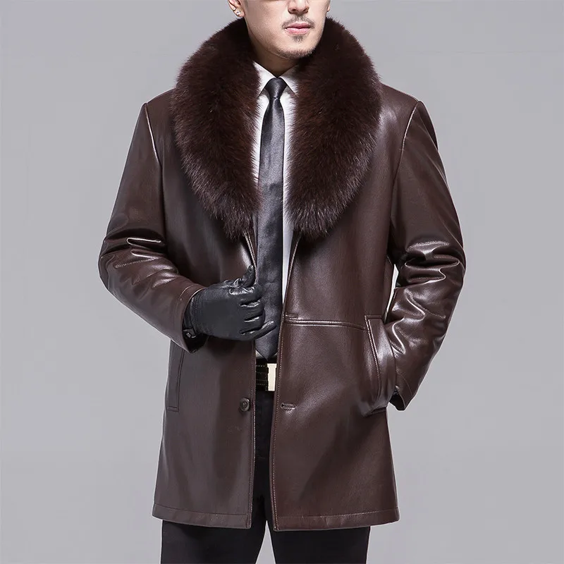 

2021 Winter Mens Clothing Sheep Leather Jacket Coat Parka Real Fur Male Long Plush Thick Over Sheepskin Jackets Large Size M-5XL