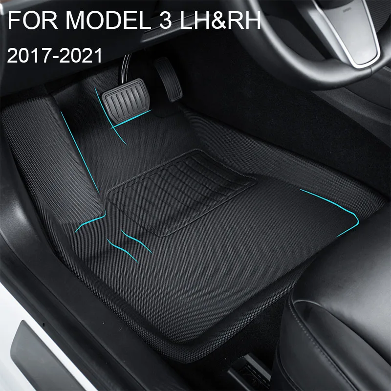 For Tesla Model 3 Floor Mat 2022 Waterproof Non-slip Modified Model3 Accessories 3Pcs/Set Fully Surrounded Special Foot Pad | Автомобили и
