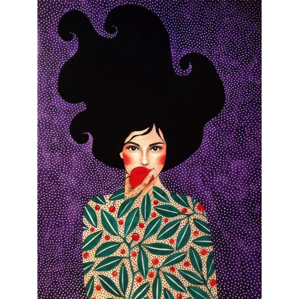 Абстрактная красочная девушка настенная Картина на холсте скандинавский постер цветок волос Куадрос настенные картины для гостиной винтажные без рамки