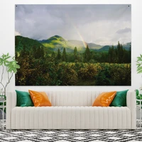 mountain forest lake landscape tapestry printed wall covering psychedelic wall hanging beach towel polyester thin blanket yoga