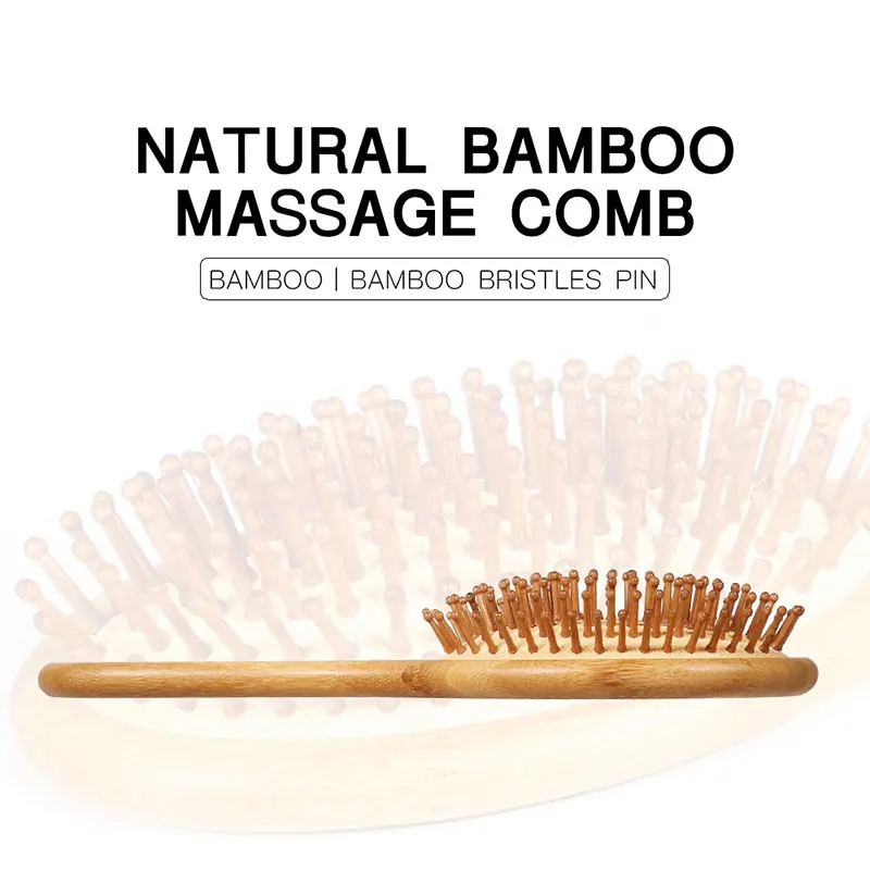 

2pcs Bamboo Hair Paddle Detangling Brush Set Wooden Massage Comb for Men Women Kids KG66