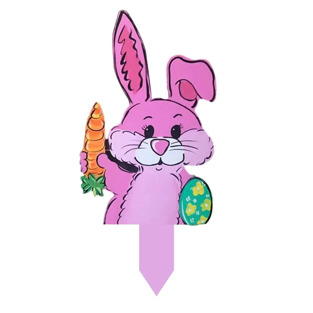 

Пасхальный ярдовый знак, украшения для улицы, инновационный наружный Пасхальный кролик, ярдовые знаки со стойкой, металлические поделки, па...