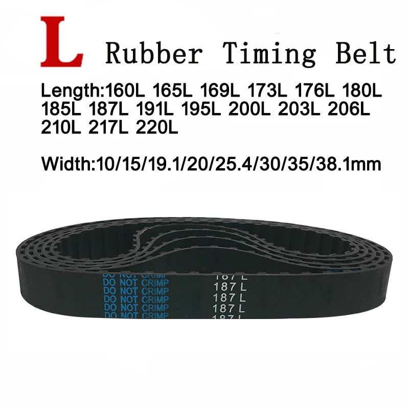 

5pieces Black Rubber L Timing Belt Drive Belts 160L 165/169/173/176/180/185/195/200/210/217/220L Trapezoidal Tooth Pitch=9.525mm