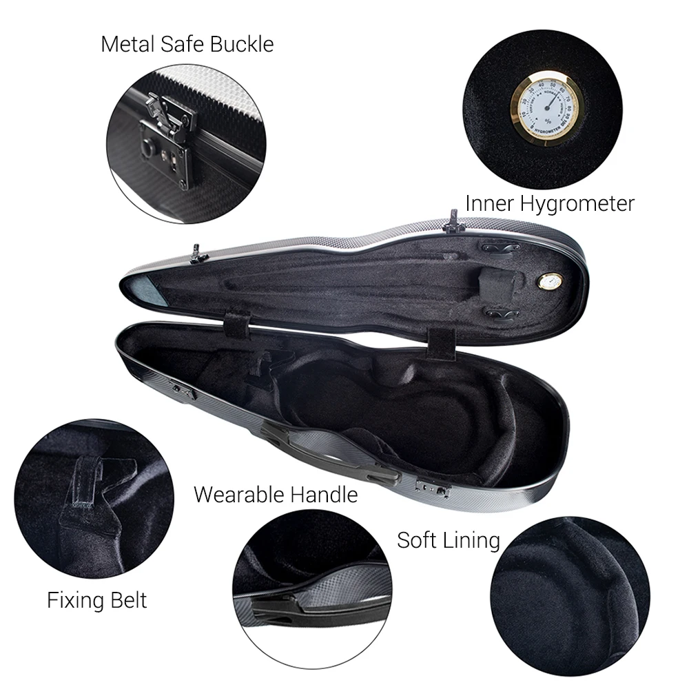 4/4 полноразмерный Портативный чехол для скрипки из углеродного волокна легкий