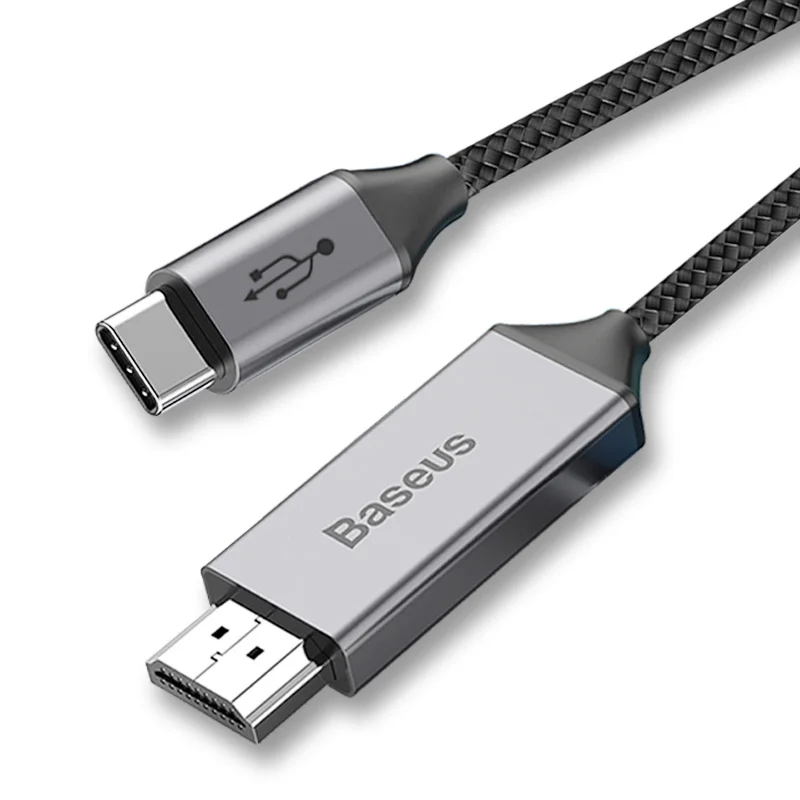 Space Grey Baseus USB C к HDMI кабель type-C к HDMI адаптер Thunderbolt 3 для Macbook iPad Pro huawei P30 P20 Pro 4K видео USBC USB-C - Цвет: Space Grey
