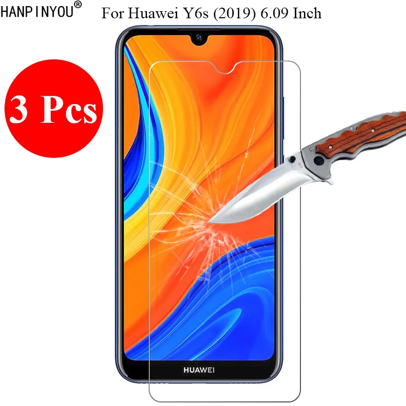 

3 шт./лот Новое закаленное стекло 9H 2.5D для защиты экрана Huawei Y6s (2019) 6,09 "Защитная пленка для телефона + инструменты для очистки