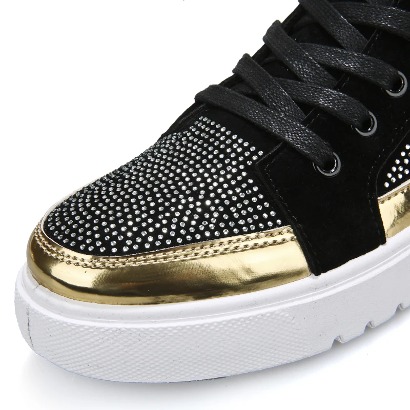 Мужские высокие кроссовки 2020 мужская обувь золотые блестящие на платформе со