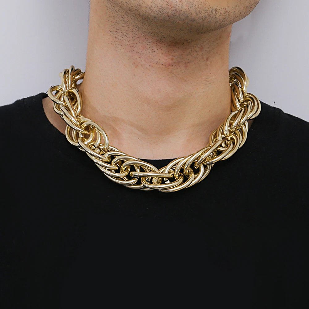 

Ingemark Exaggerated Punk Thick Chunky Choker Necklace for Women Gold Color Men Neck Twisted Chain Necklace Grunge Jewelry Party
