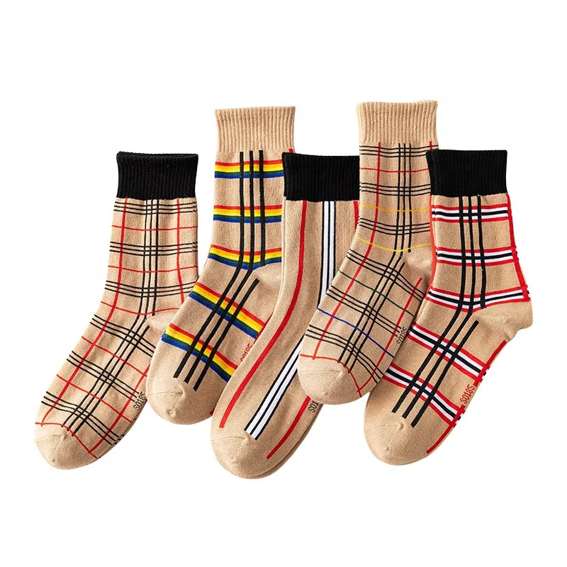 

Winter Cotton Warm England Style Street Tube Fashion Stripe Couple Socks