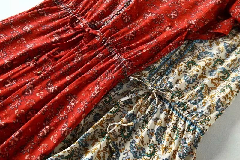 Платье женское Винтажное с цветочным принтом шикарное пляжное богемное Макси