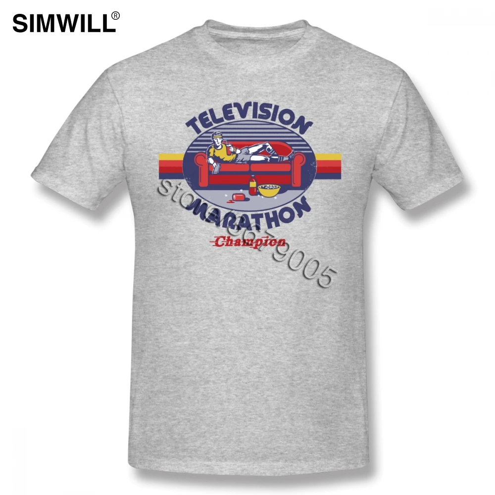 Vintage Men Summer Short Sleeved T shirt Television Marathon Funny Graphic T-Shirt O Neck 100% Cotton Tee Shirts Merch |