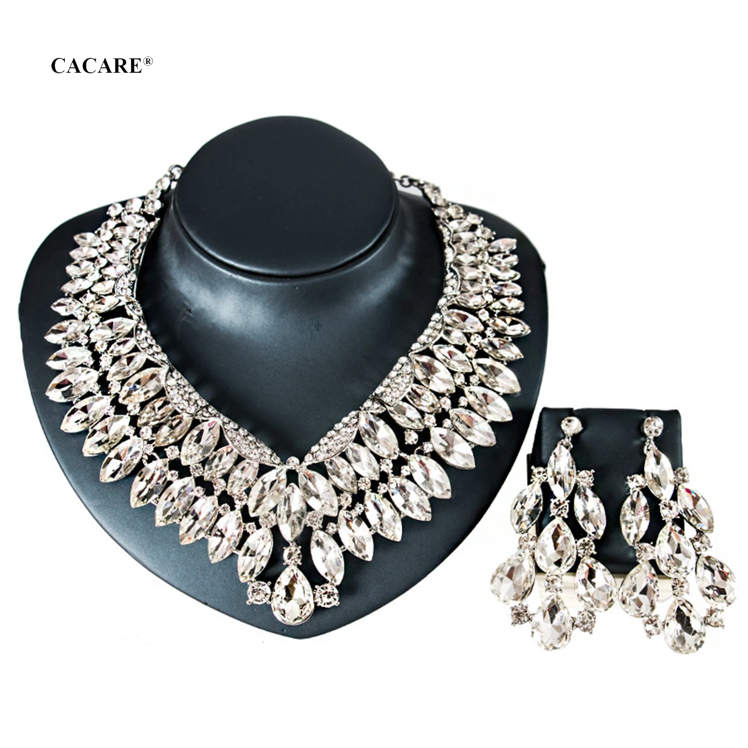 

Luxury Jewelry Sets Women Party 2021 CHEAP Big Dubai Jewelry Set Gold Colorful Drop Earrings Necklace Set F1116 Statement CACARE