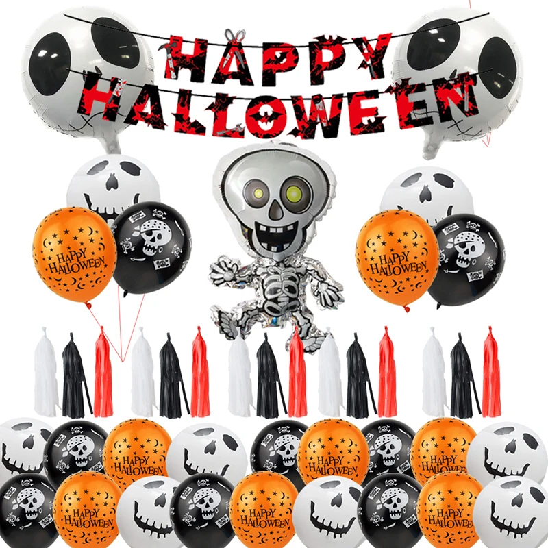 

Halloween Theme Balloon Set with Banner Creative Latex Balloon Party Background Wall Decoration TS2 Event Party