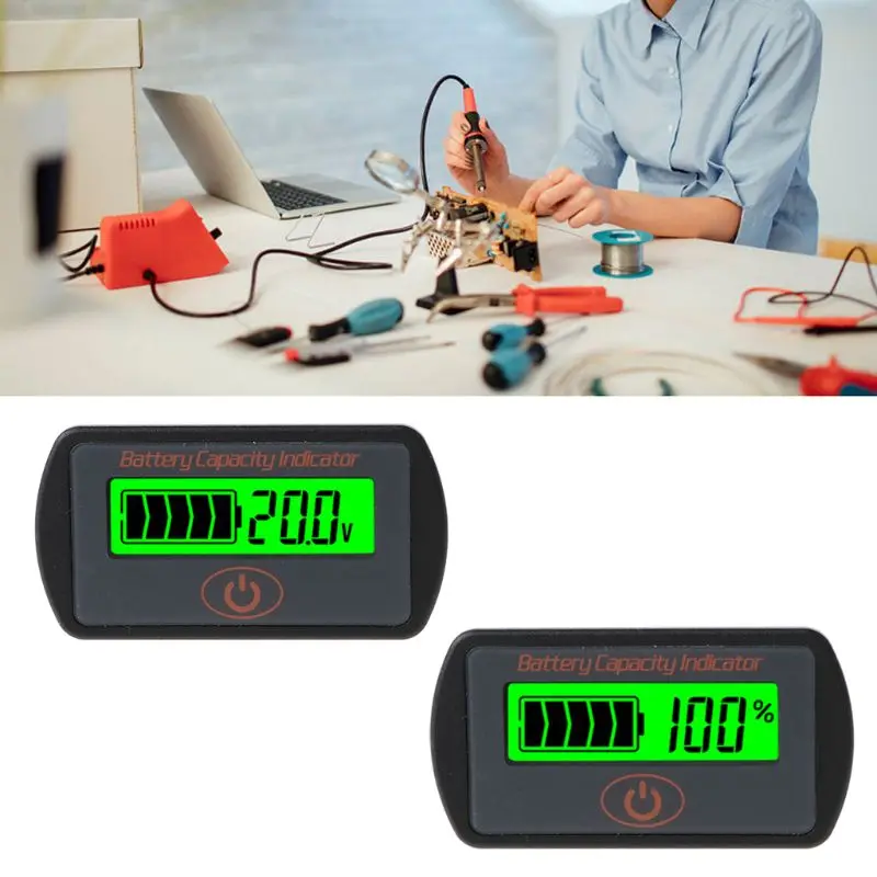 

12V 24V LCD Battery Capacity Voltmeter Tester Indicator Car Lead-acid Lithium