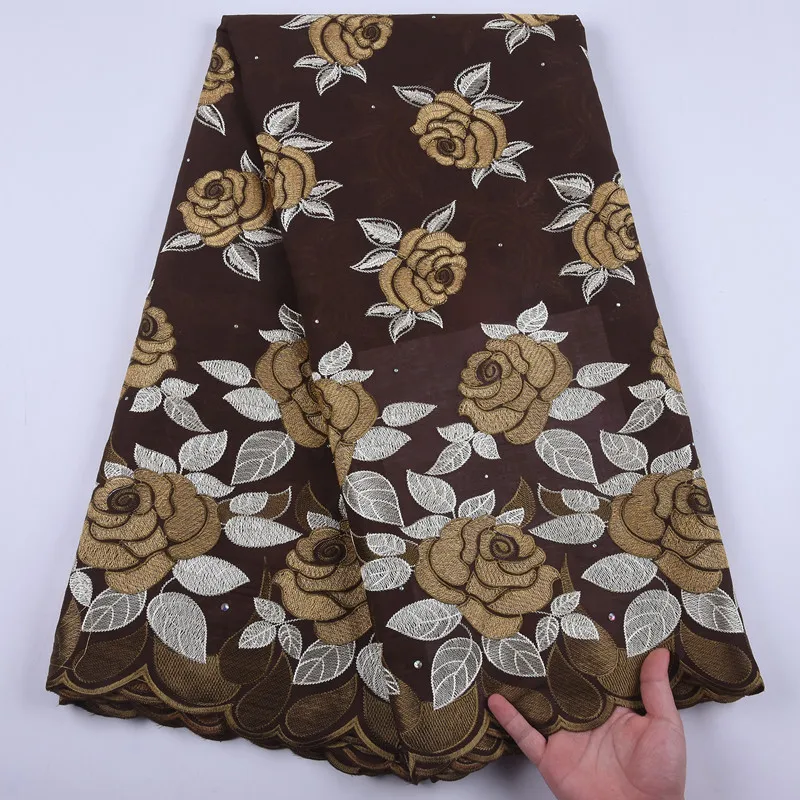 Африканская мягкая хлопковая кружевная ткань с вышивкой нигерийская