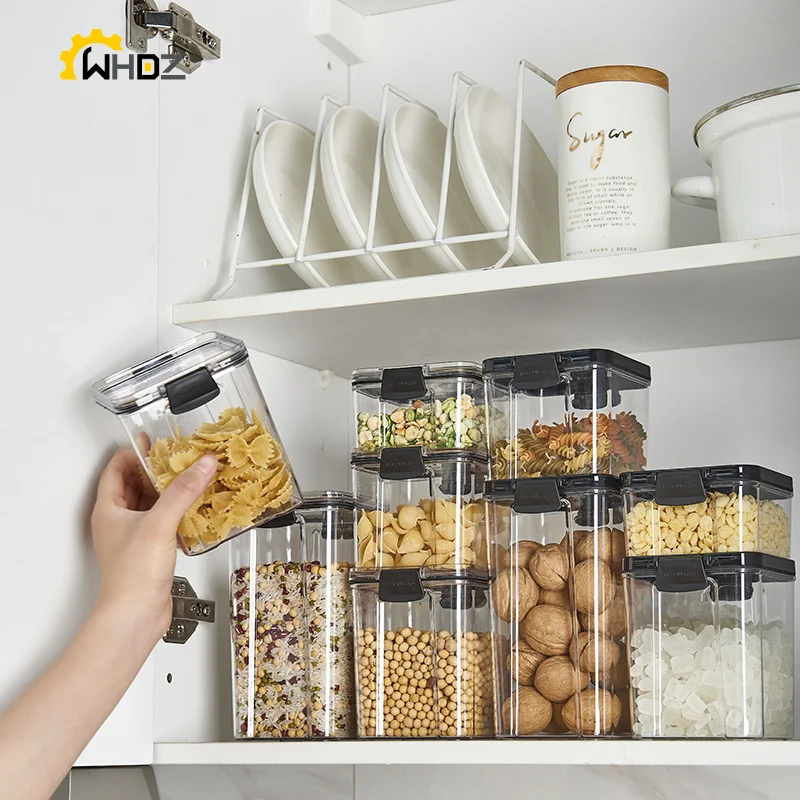 

1pcs Food Storage Container Kitchen Organizer Box Storage Plastic Transparent Sealed Cans Jars for Spices Fridge Bulk Containers