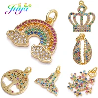 juya diy jewelry findings supplies multicolor crystals shell crown tree rainbow snowflake pendant charms for jewelry making