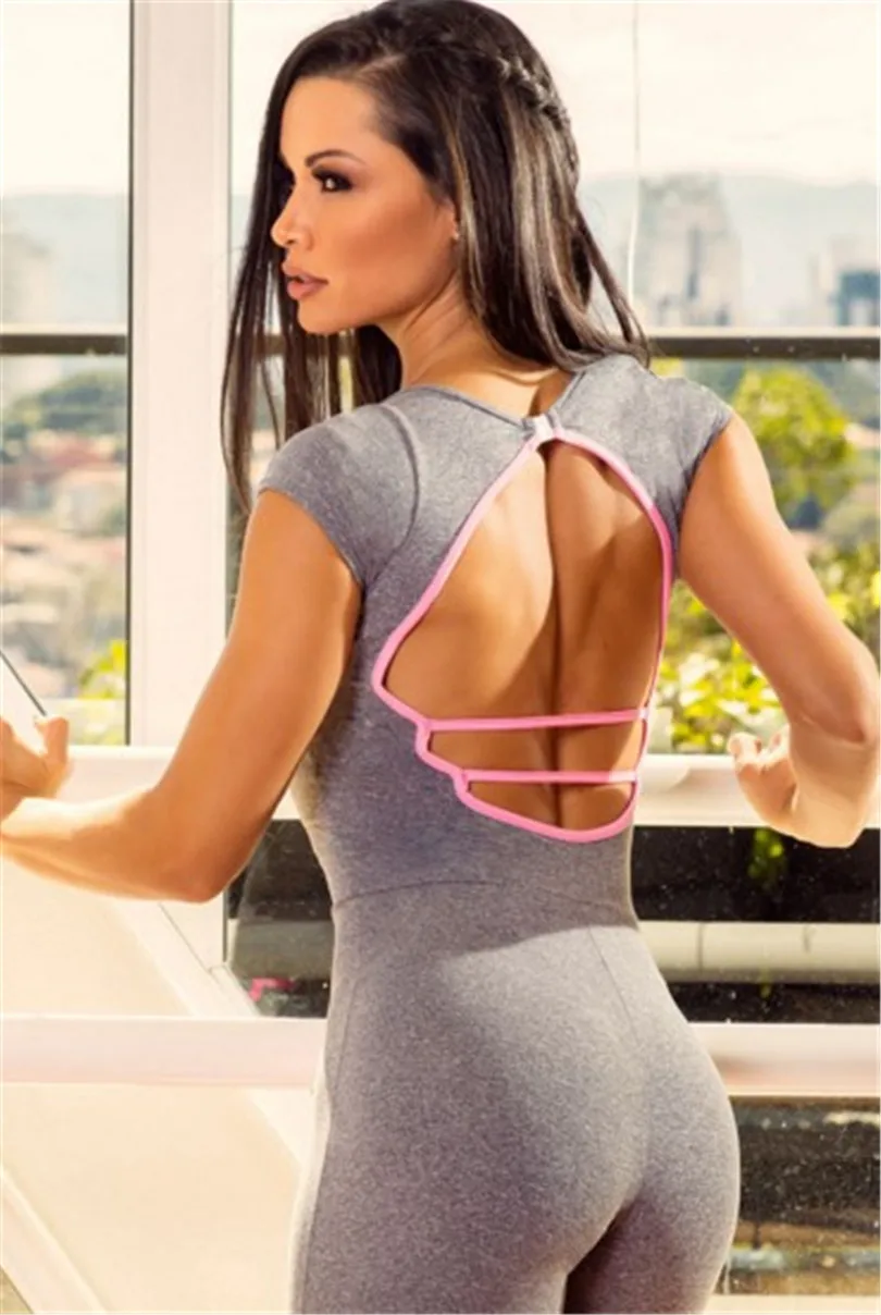 Женский спортивный костюм с открытой спиной одежда для тренировок спортивная