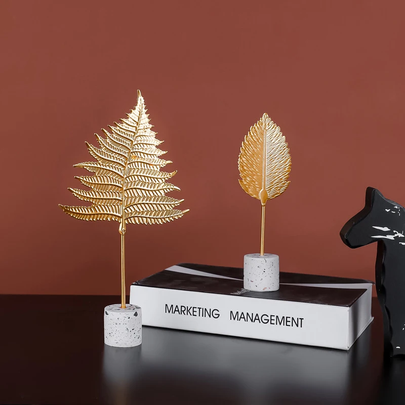 

Modern Home Decoration Office Accessories for Living Room Piecies Home Decor Statues Leaves Statue miniature metal Ornaments