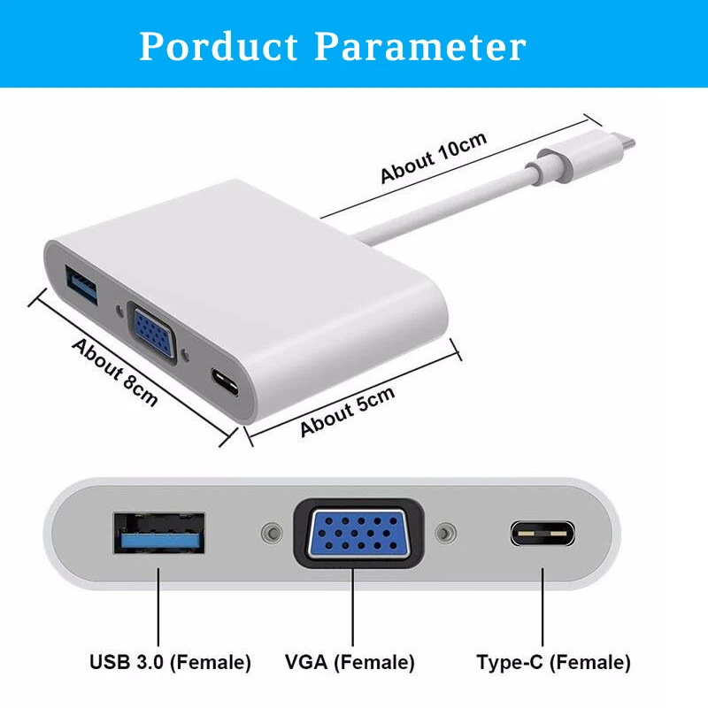 Usb-хаб type C-VGA адаптер для MacBook Air 13 док-станция Hab USB-C концентратор USB 3,0 PD VGA Ноутбук Тип C адаптер сплиттер конвертер