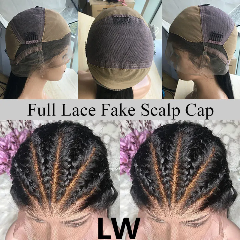 Fake Scalp Lace 250 плотность предварительно выщипанные полностью кружевные человеческие волосы парики с детскими волосами прозрачные кружевные парики бразильские свободные волнистые парики Ever beauty Remy - Цвет: Fake Scalp Lace