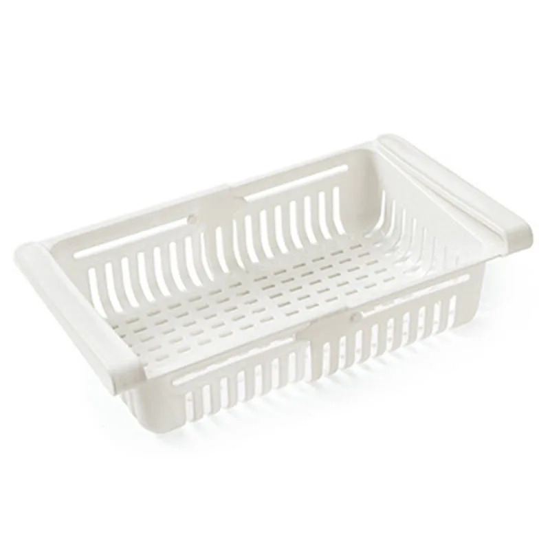 

Adjustable Kitchen Fridge Storage Rack Home Organizer Food Container Refrigerator Drawer Storage Boxes Rack Retractable Shelf