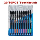 2010 шт. зубная щетка с мягкой щетиной для взрослых, бамбуковый уголь, тонкая зубная щетка для волос, антибактериальная щетка для зубов, глубокая чистка, портативная