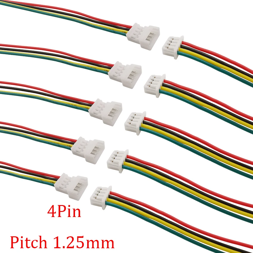 

5/10 Pairs 1.25mm JST 4 Pin Male Female Wire Connector Pitch 1.25 mm 4P Jack Plug Electronic Cable Terminal Adapter Length 15CM